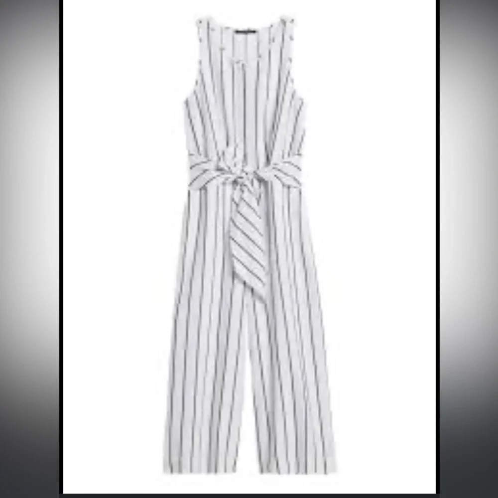 Banana republic LINEN-COTTON WIDE-LEG CROPPED JUMPSUIT 12 NWT